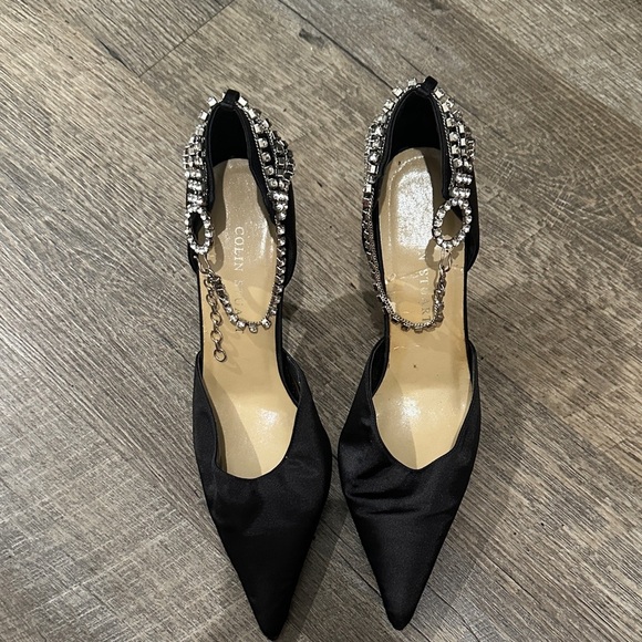 Colin Stuart Black Heels with Silver Embellishments - Picture 1 of 4